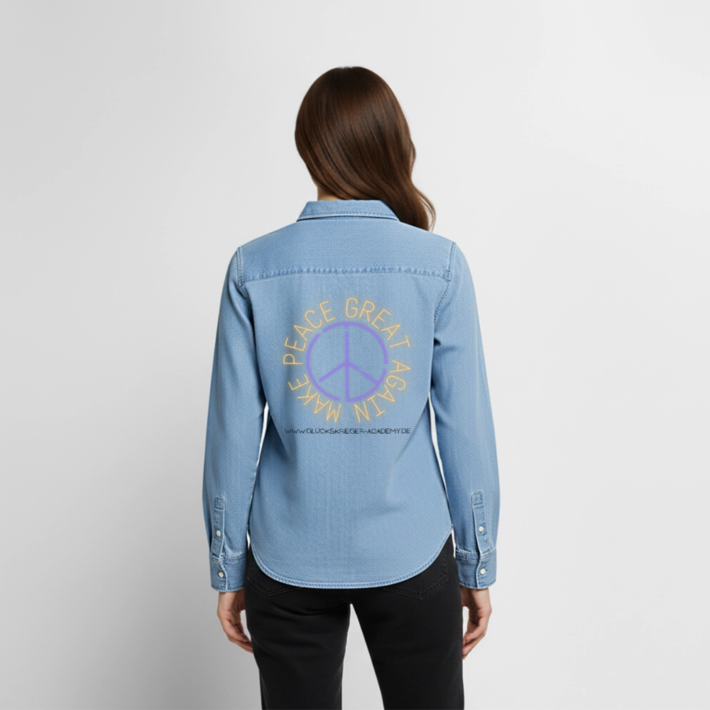 Glückskrieger Denim Shirt – Make Peace Great Again - light wash