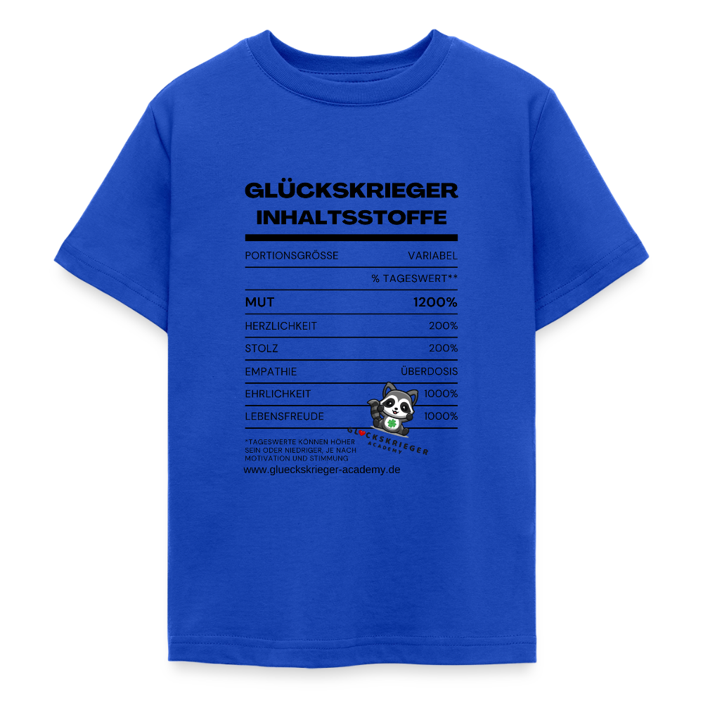 Glückskrieger T-Shirt für Teens -Inhaltsstoffe: Mut & Lebensfreude - royal blue