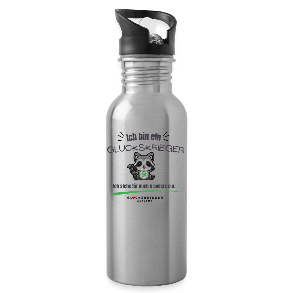 Glückskrieger Trinkflasche – Stark durch den Tag - silver