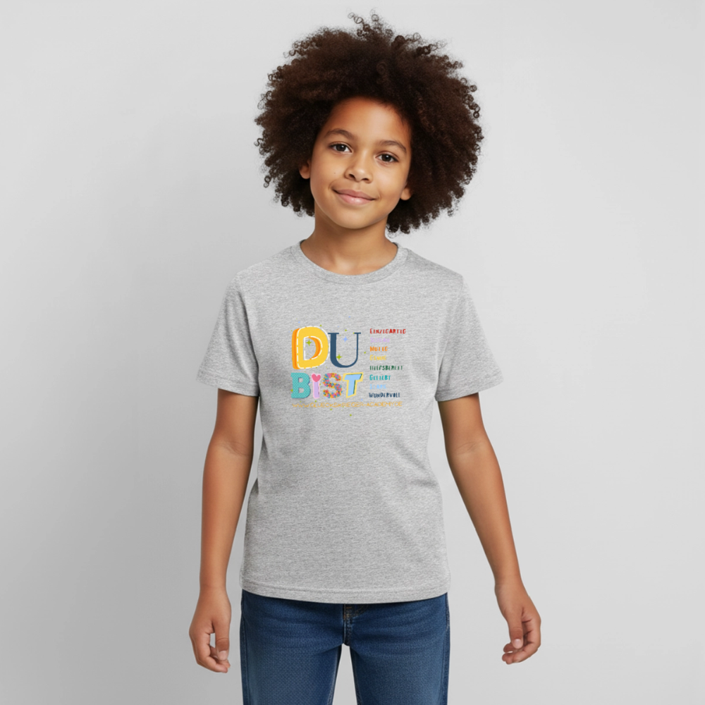 Glückskrieger Kinder T-Shirt – Du bist einzigartig & stark - heather grey