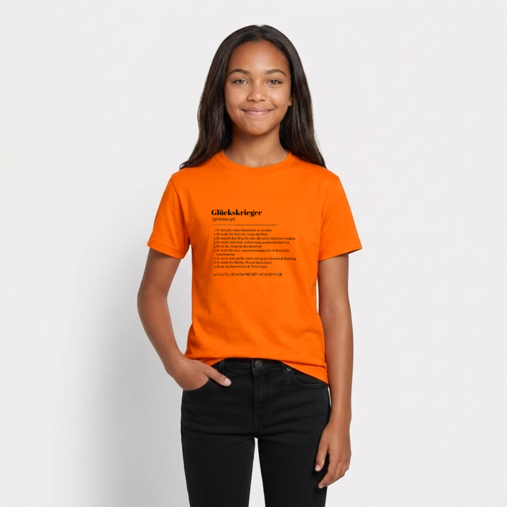 T- Shirt für Teens- Definition Glückskrieger - orange