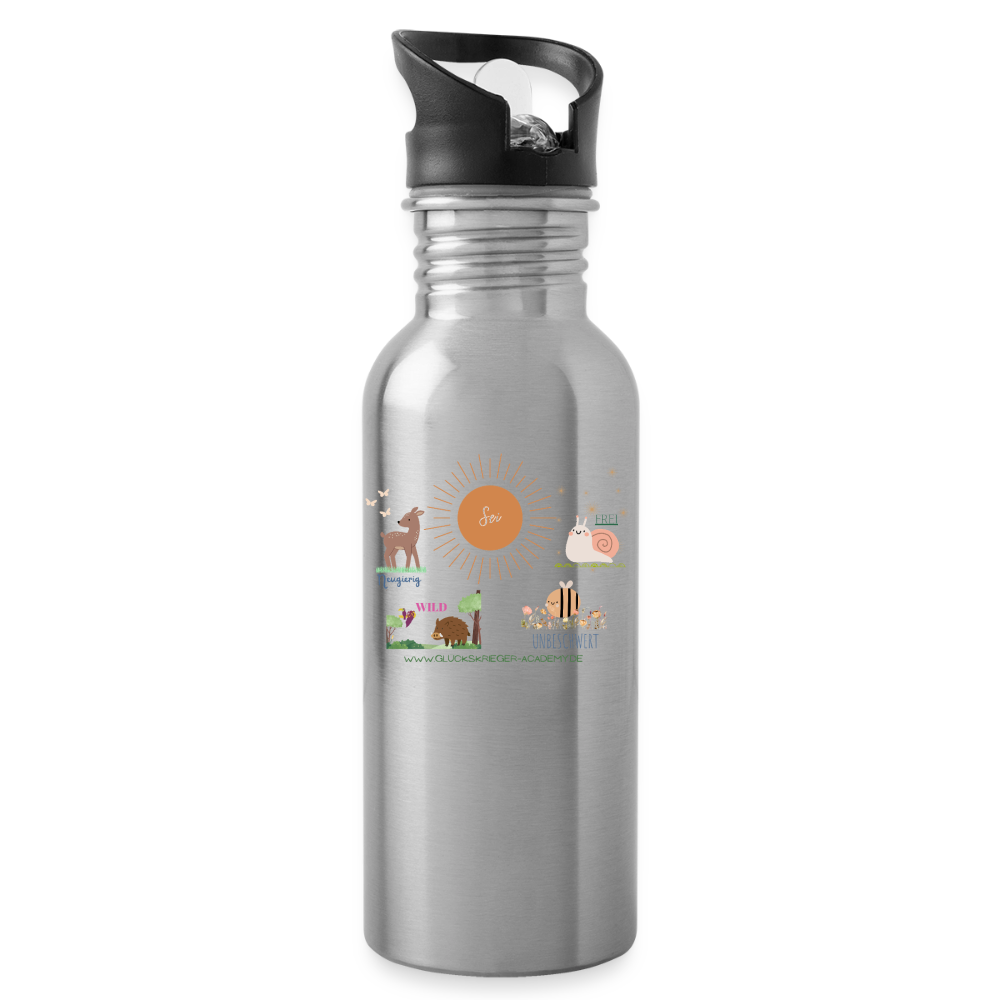 Glückskrieger Trinkflasche – Stark durch den Tag - silver