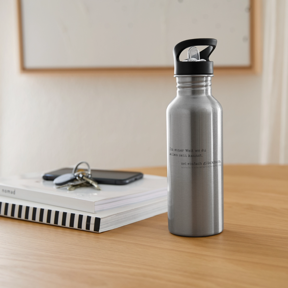 Glückskrieger Trinkflasche – Sei glücklich - silver