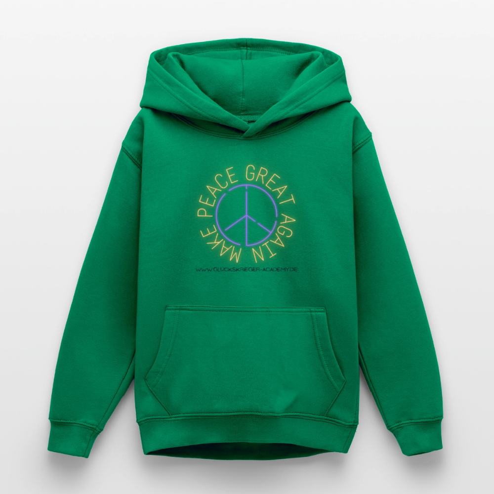 Glückskrieger Hoodie für Teens– Peace - kelly green