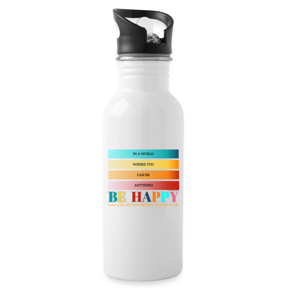 Glückskrieger Trinkflasche – Be happy - white