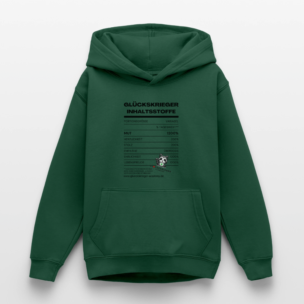 Glückskrieger Hoodie  für Teens– Inhaltsstoffe - bottle green