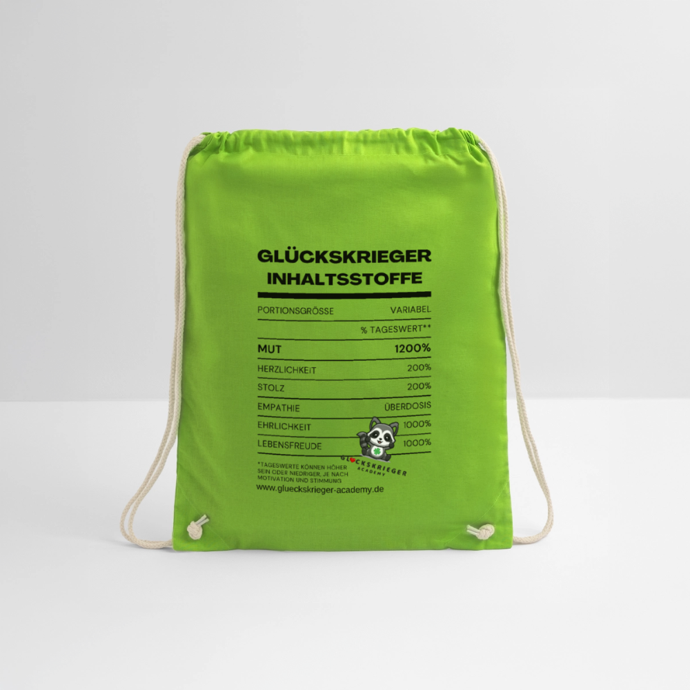 Glückskrieger Turnbeutel – Stärke für unterwegs - neon green