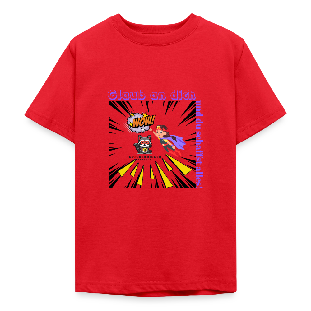 Glückskrieger T-Shirt für Teens– Glaub an dich - red