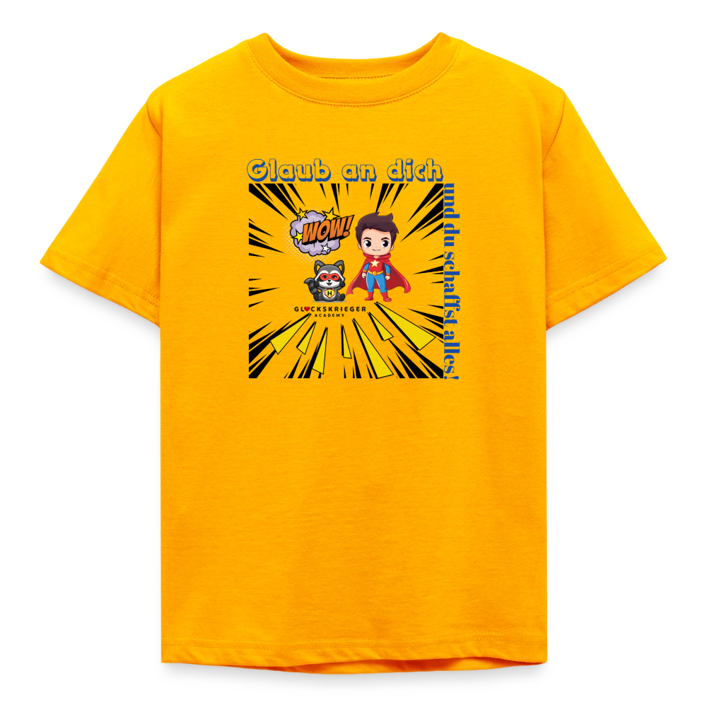 Glückskrieger Kinder T-Shirt – Glaub an dich - gold