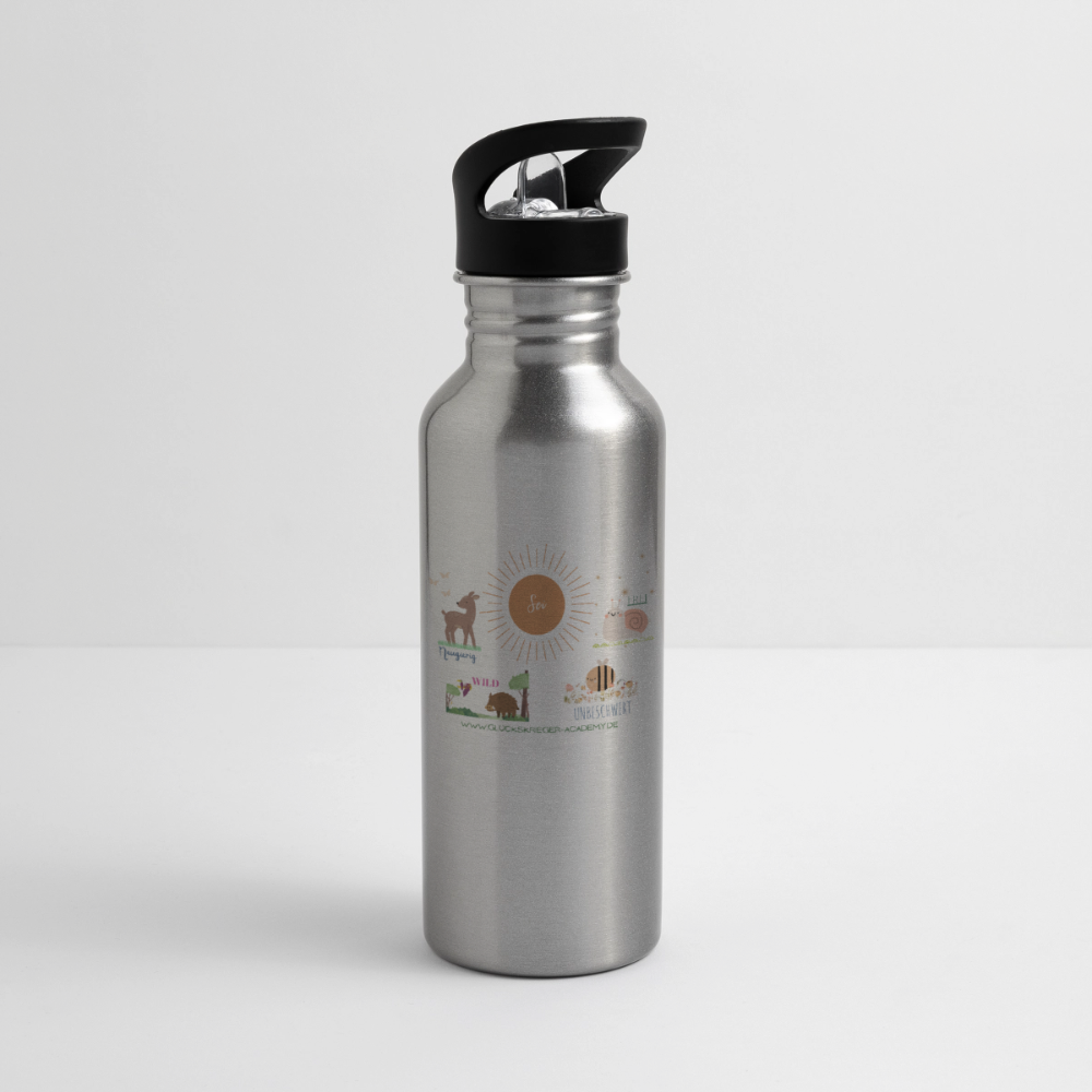 Glückskrieger Trinkflasche – Stark durch den Tag - silver