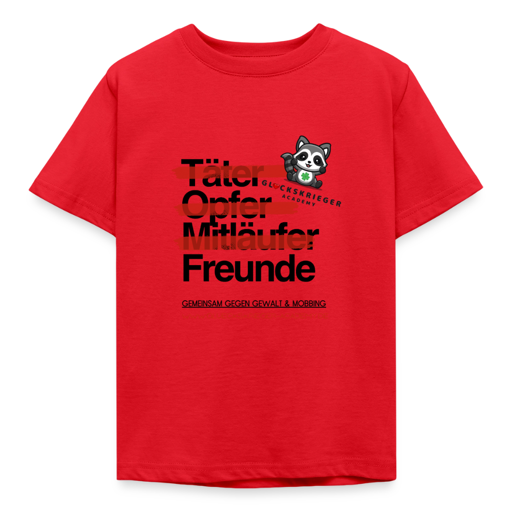 Glückskrieger Kinder T-Shirt – Freunde statt Täter & Opfer - red