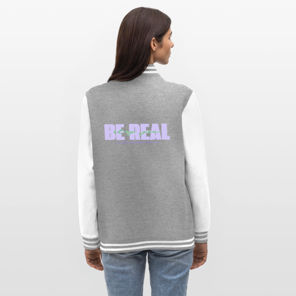 College Jacke –BE REAL - heather grey/white
