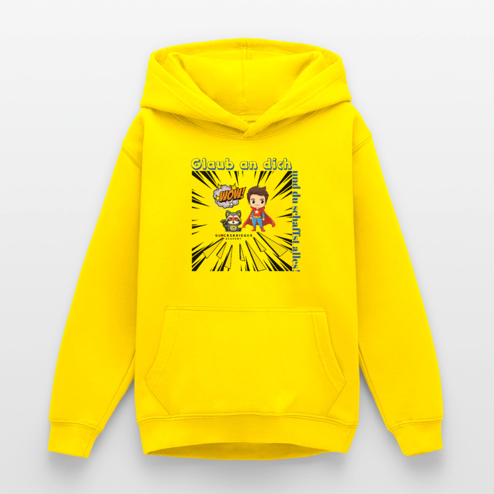 Glückskrieger Hoodie Teens– Glaub an dich - yellow