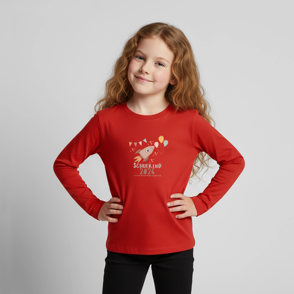 Langarmshirt für kleine Glückskrieger, Schulkind 2026 - red
