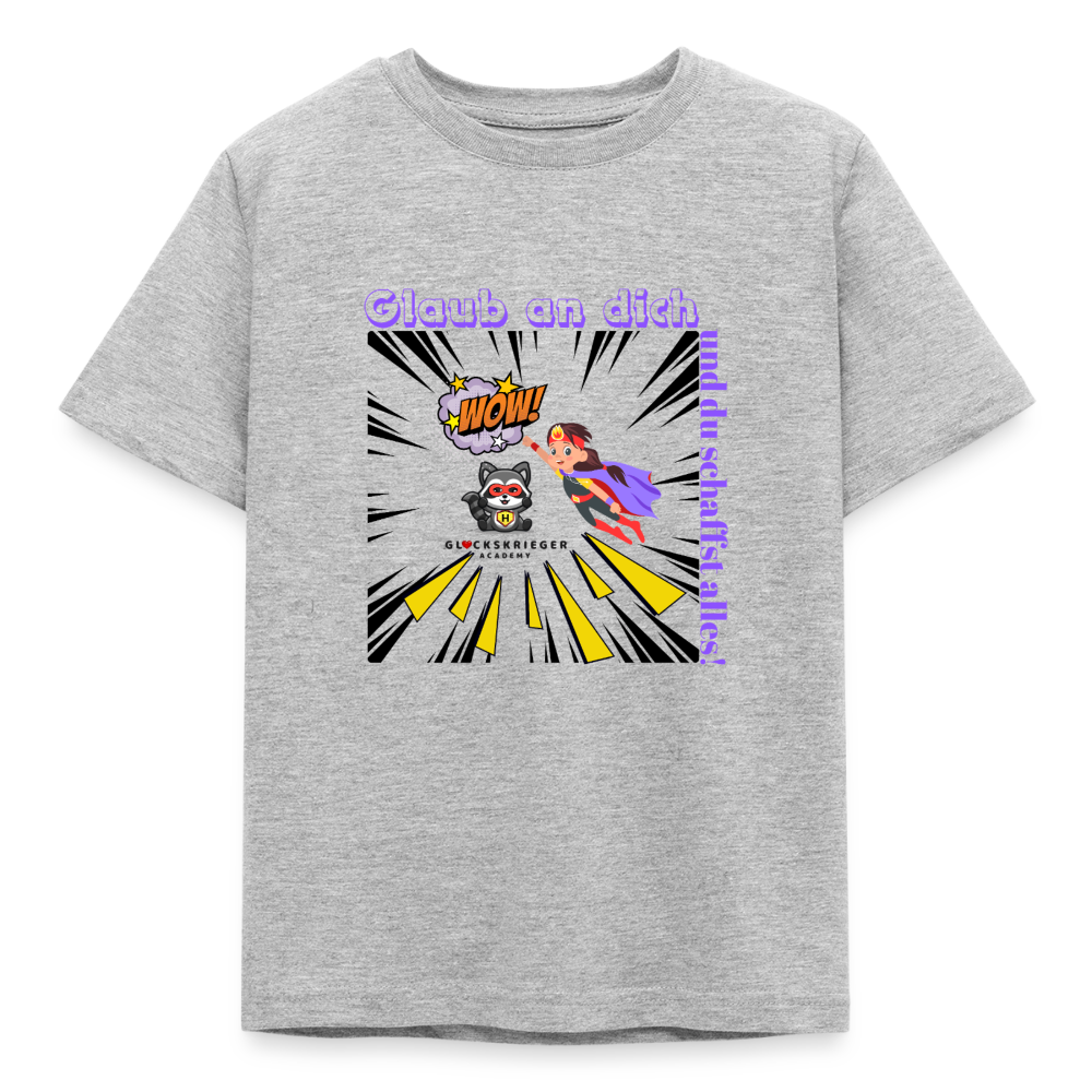 Glückskrieger Kinder T-Shirt – Glaub an dich - heather grey