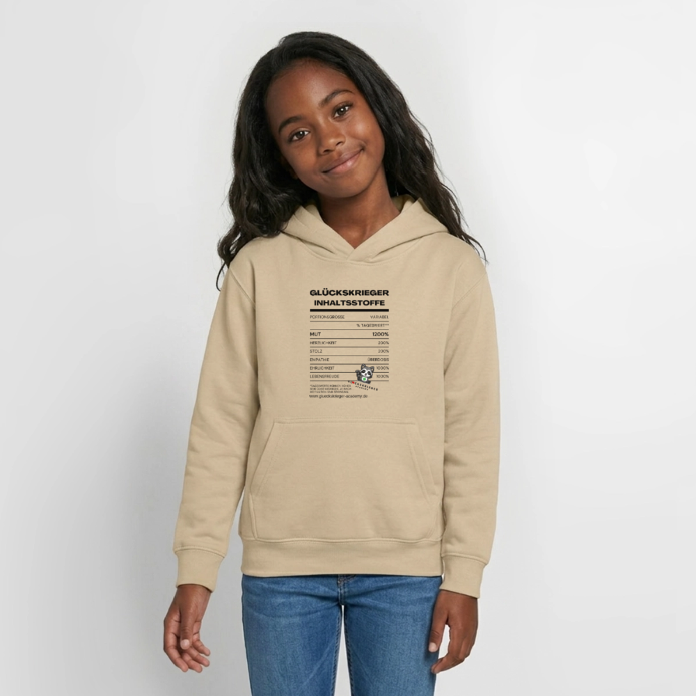 Glückskrieger Hoodie  für Teens– Inhaltsstoffe - sand
