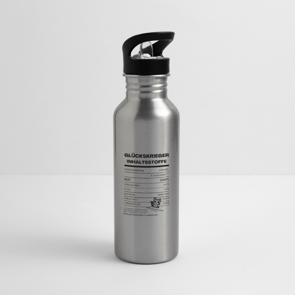 Glückskrieger Trinkflasche – Stark durch den Tag - silver