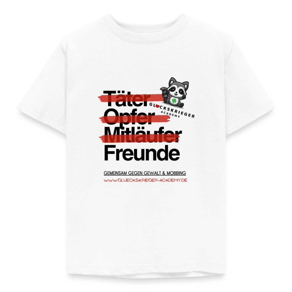 Glückskrieger Kinder T-Shirt – Freunde statt Täter & Opfer - white