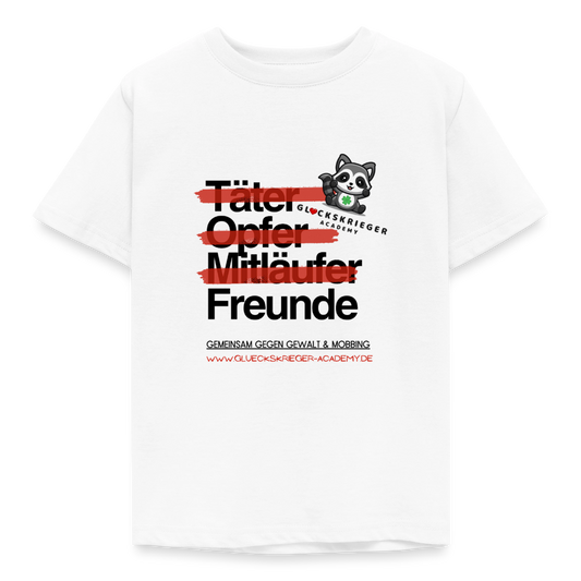 Glückskrieger Kinder T-Shirt – Freunde statt Täter & Opfer - white