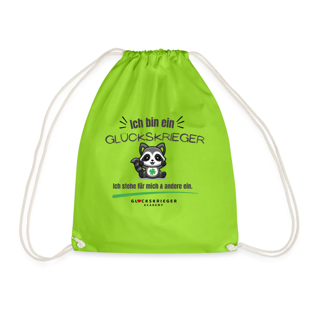 Glückskrieger Turnbeutel – Stärke für unterwegs - neon green
