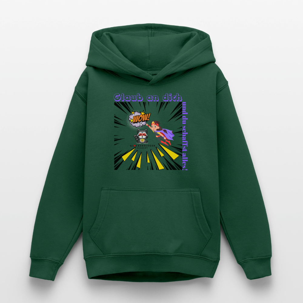 Glückskrieger Hoodie für Teens– Glaub an dich - bottle green