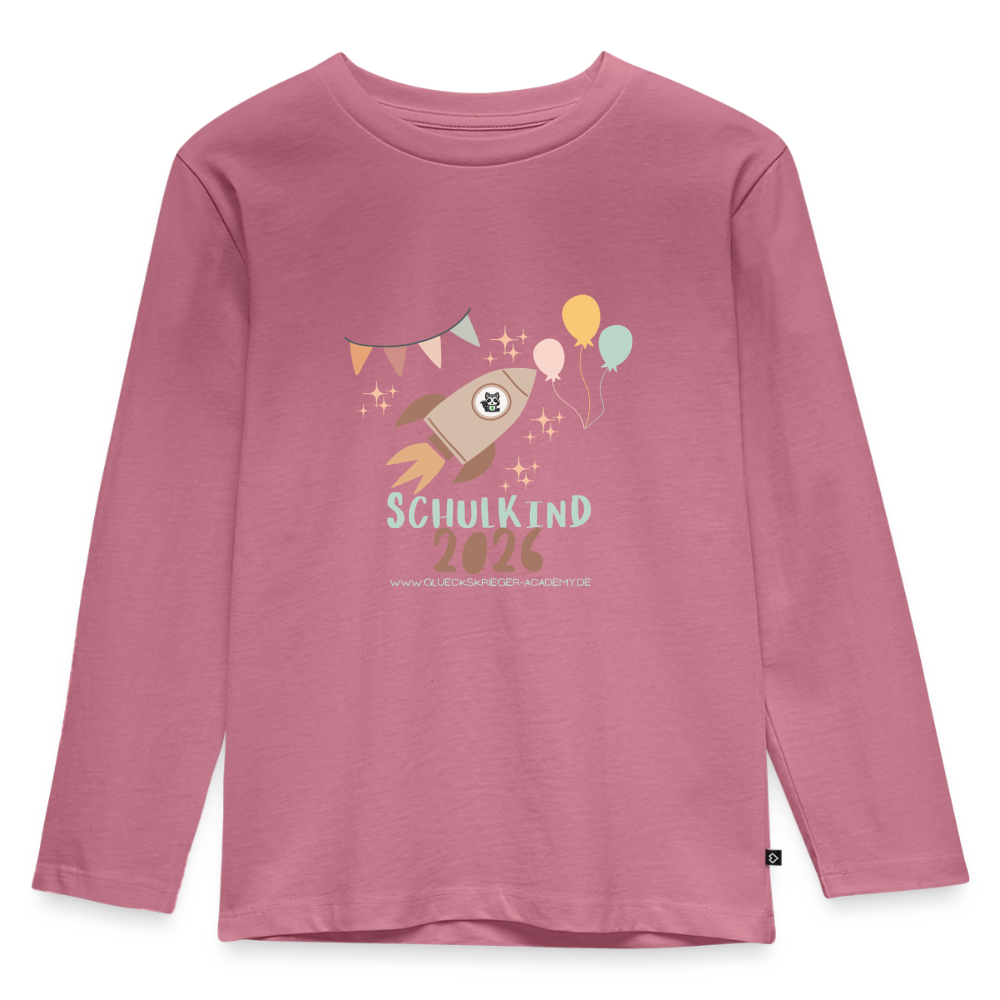 Langarmshirt für kleine Glückskrieger, Schulkind 2026 - mauve