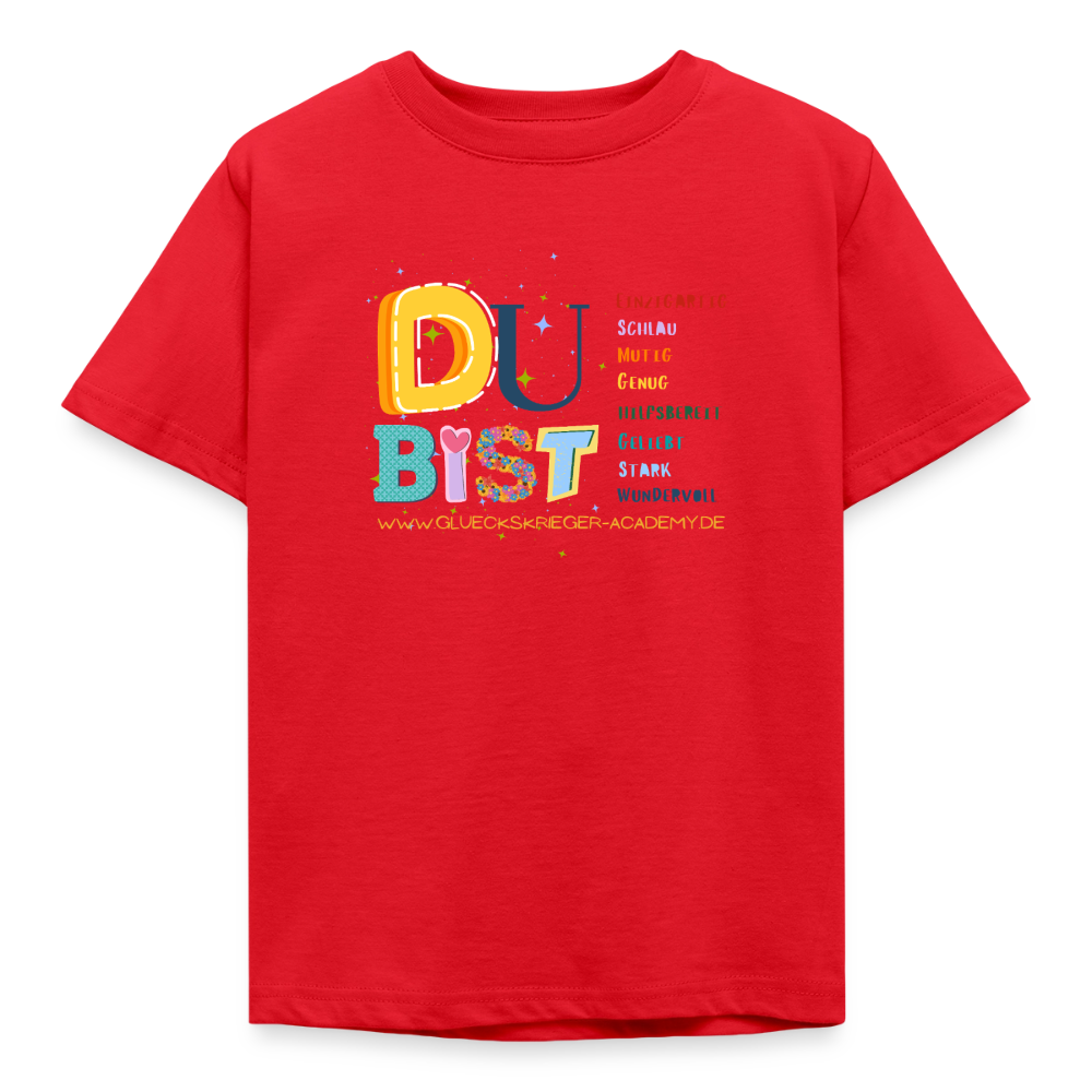 Glückskrieger Kinder T-Shirt – Du bist einzigartig & stark - red