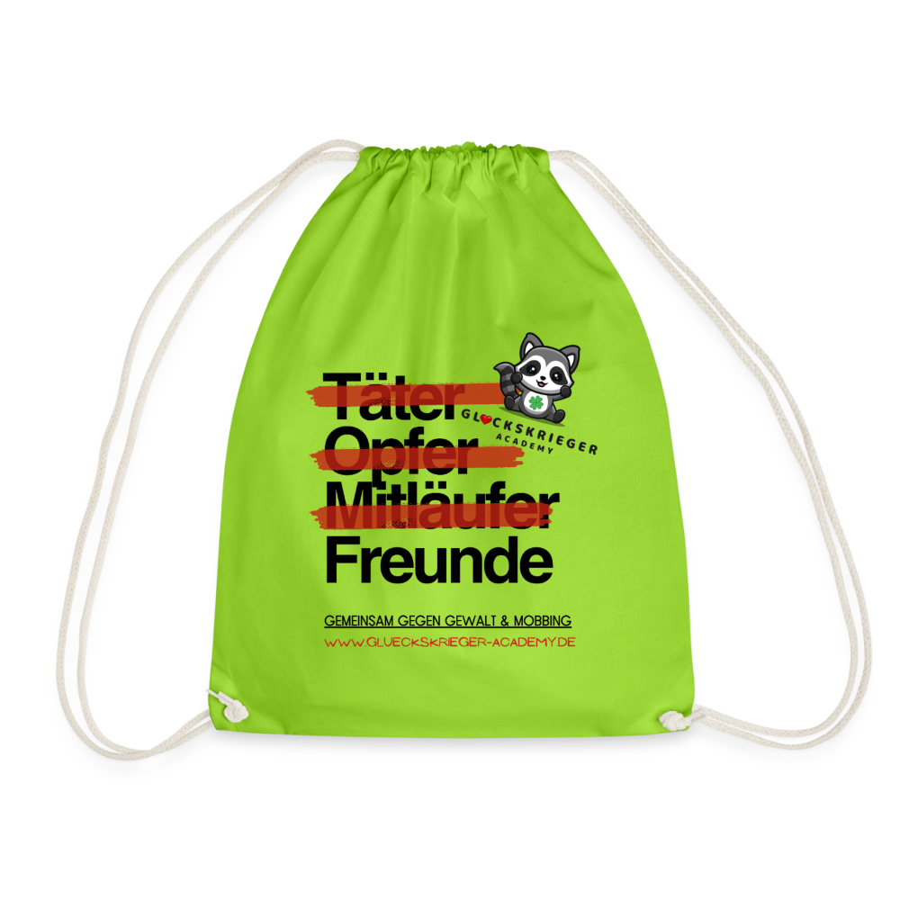 Glückskrieger Turnbeutel – Stärke für unterwegs - neon green