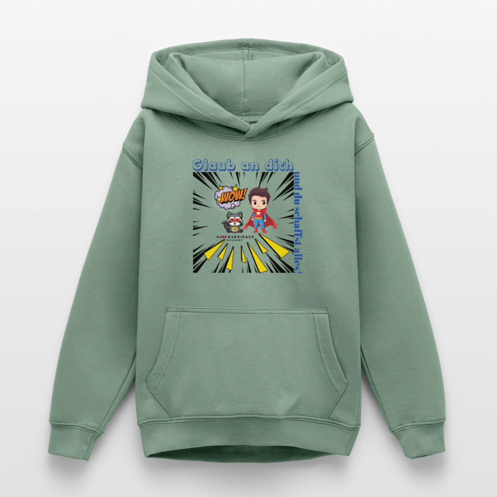 Glückskrieger Hoodie Teens– Glaub an dich - steel green