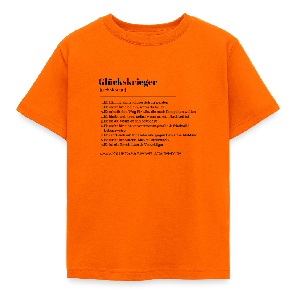 Kinder Shirt - Definition Glückskrieger - orange