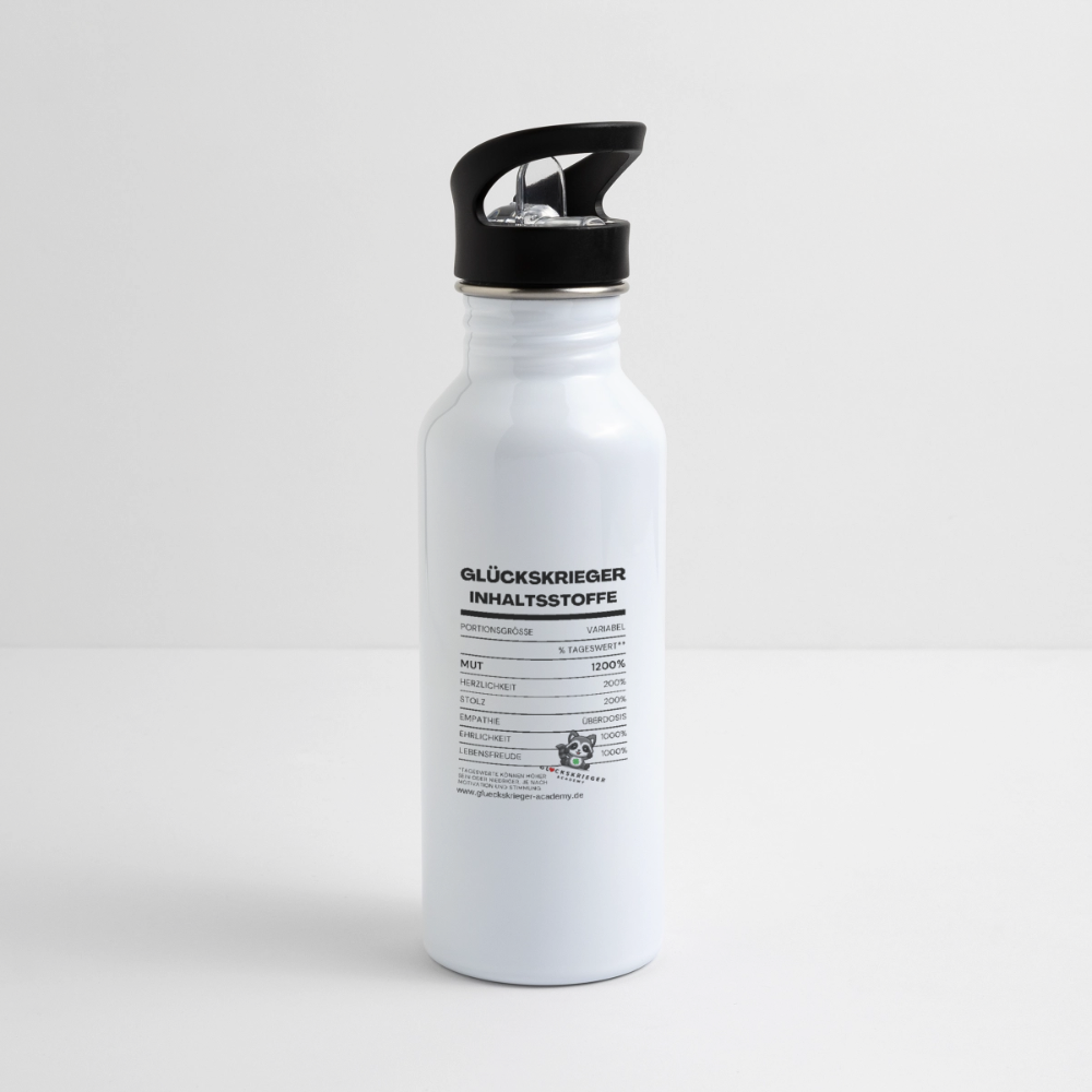 Glückskrieger Trinkflasche – Stark durch den Tag - white
