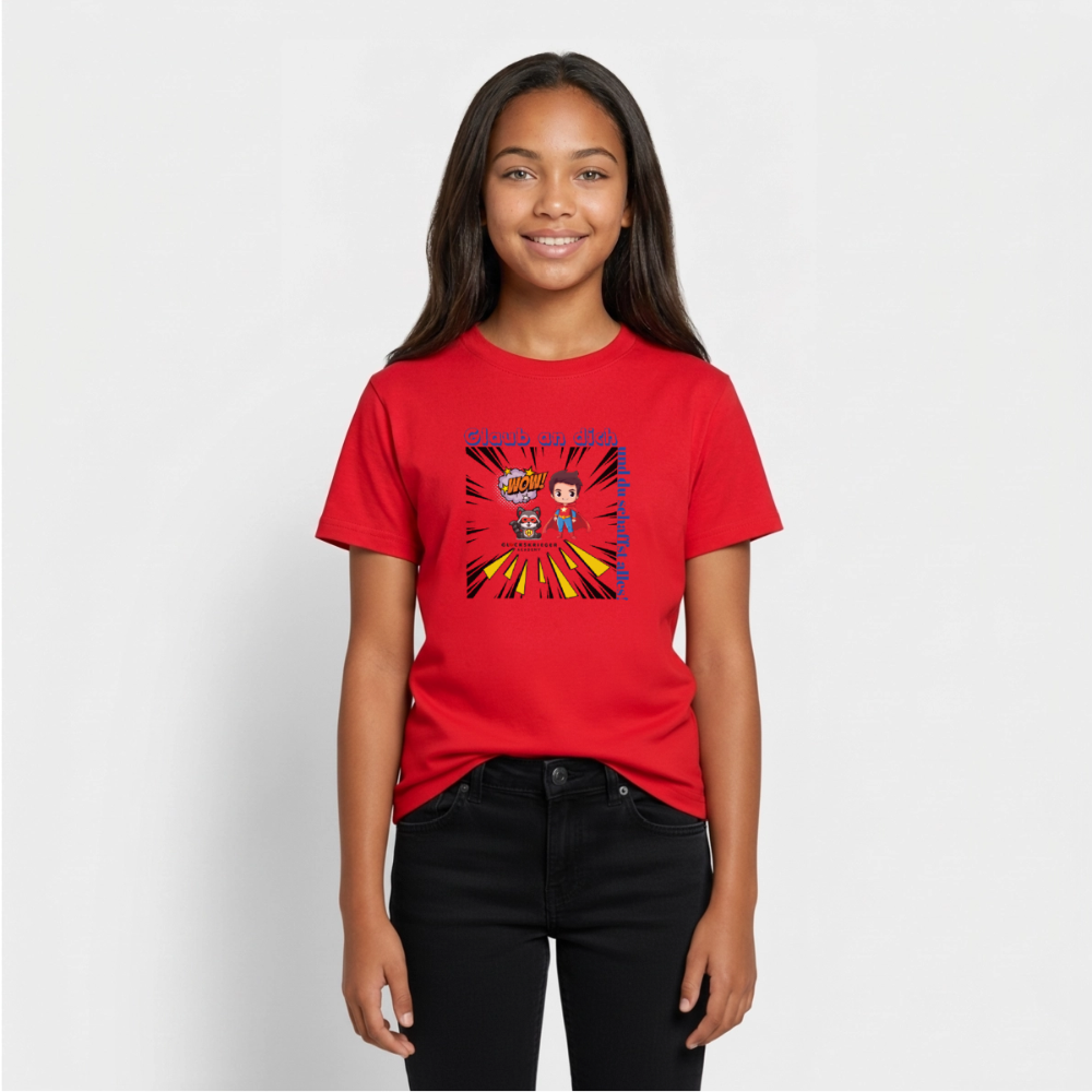 Glückskrieger T-Shirt für Teens– Glaub an dich - red