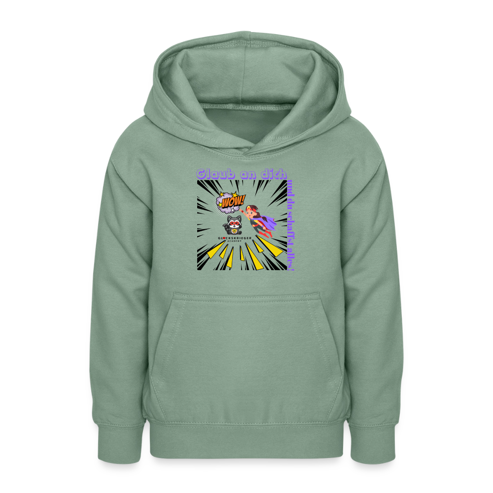 Glückskrieger Hoodie für Teens– Glaub an dich - steel green