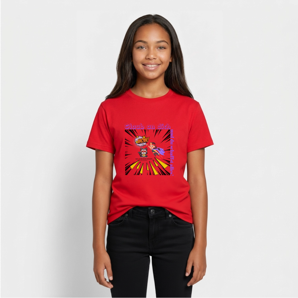 Glückskrieger T-Shirt für Teens– Glaub an dich - red