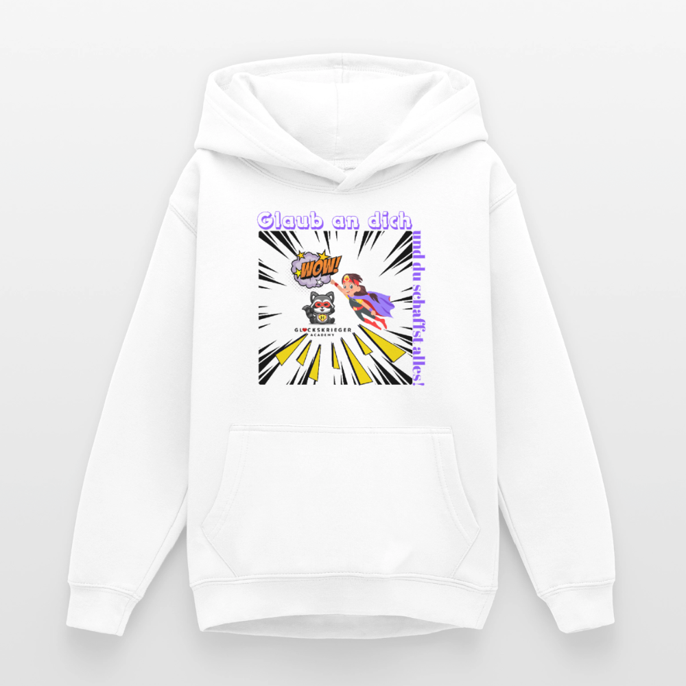 Glückskrieger Hoodie für Teens– Glaub an dich - white