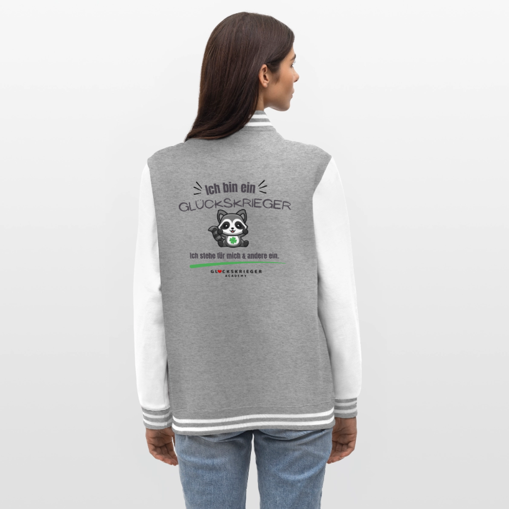 College Jacke – Team Glückskrieger - heather grey/white