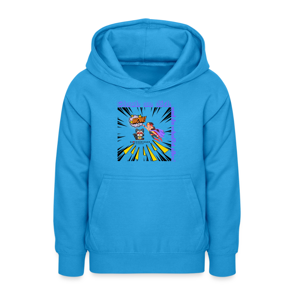 Glückskrieger Hoodie für Teens– Glaub an dich - sea blue