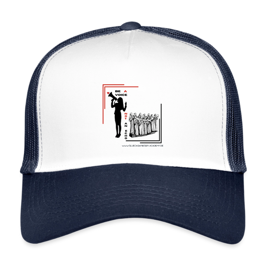 Kids’ Trucker Cap-Be a voice - white/navy