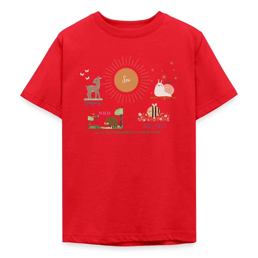 Glückskrieger T-Shirt für Teens – Sei mutig, frei & unbeschwert - red