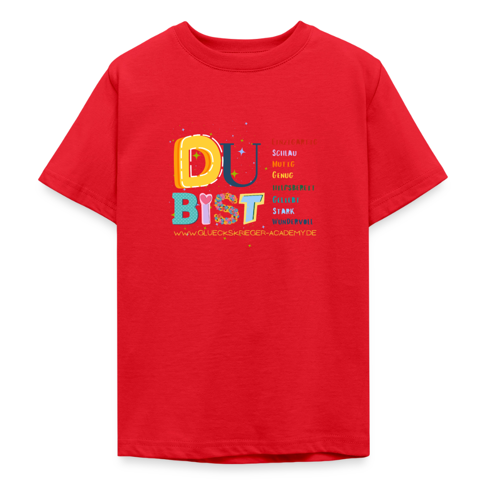 Glückskrieger T-Shirt für Teens– Du bist einzigartig & stark - red
