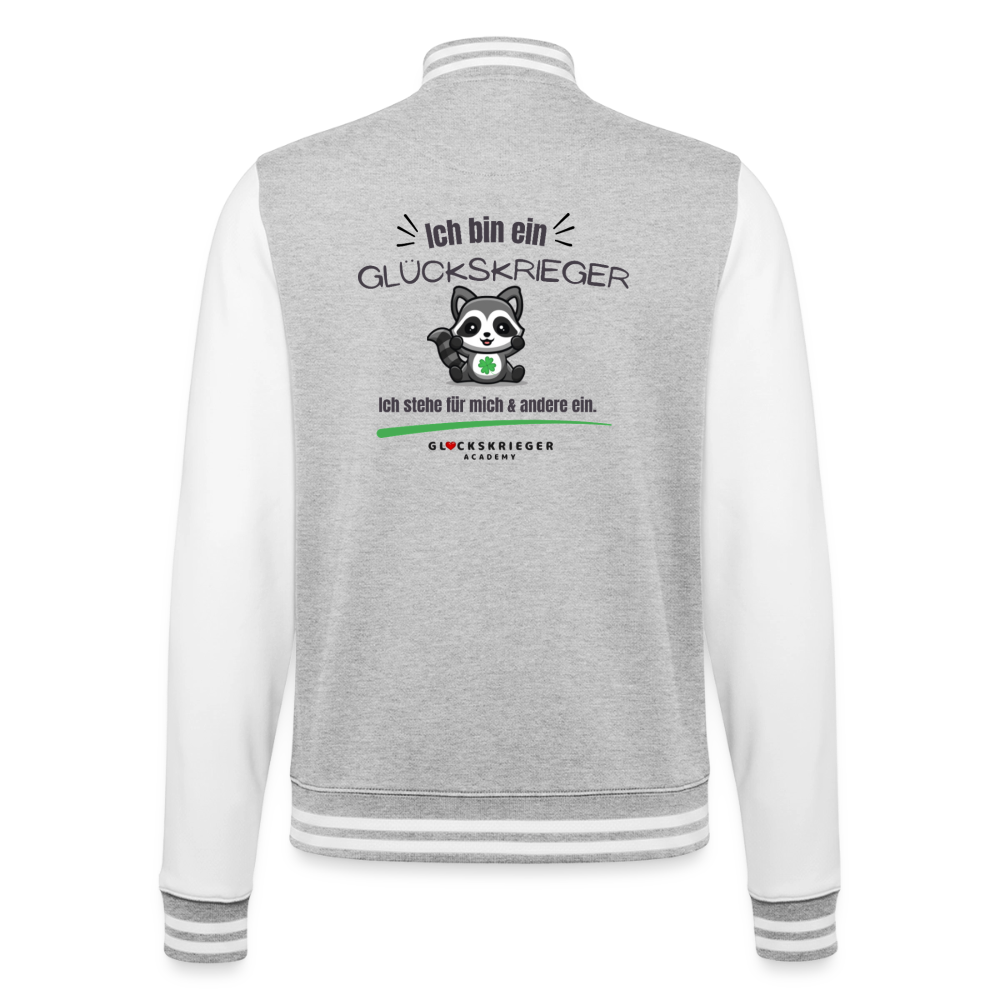 College Jacke – Team Glückskrieger - heather grey/white