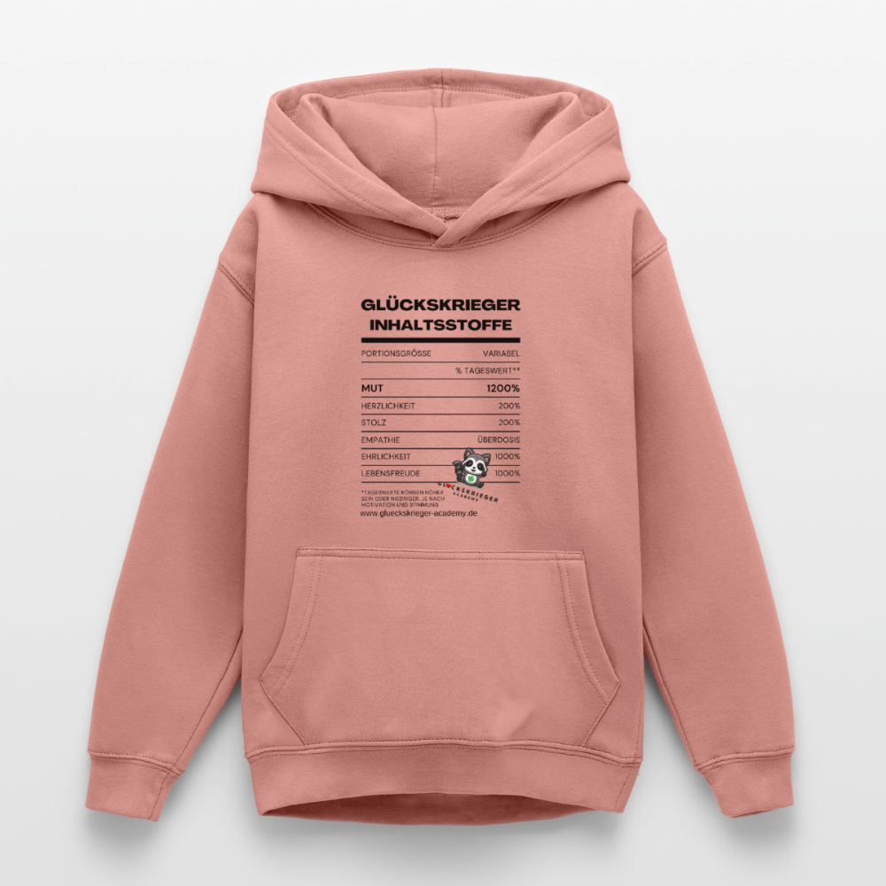 Glückskrieger Hoodie  für Teens– Inhaltsstoffe - dusky rose
