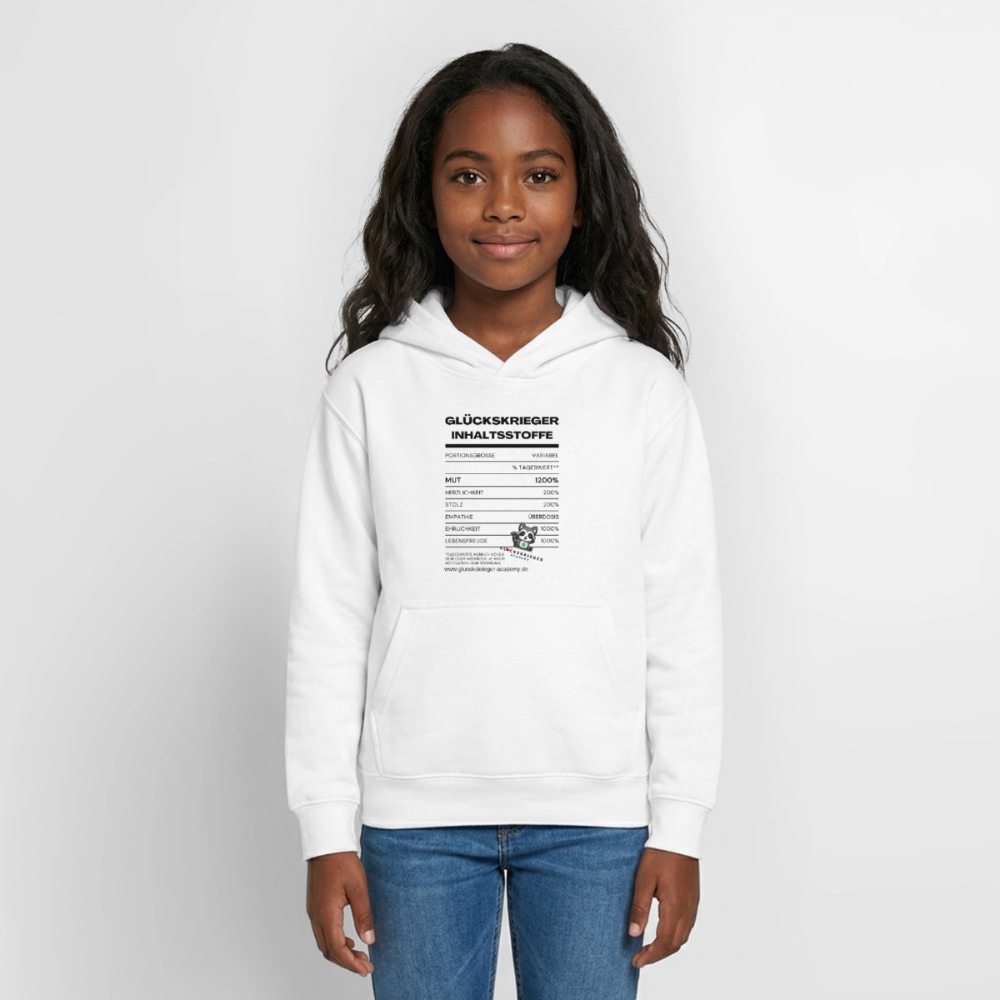 Glückskrieger Hoodie  für Teens– Inhaltsstoffe - white