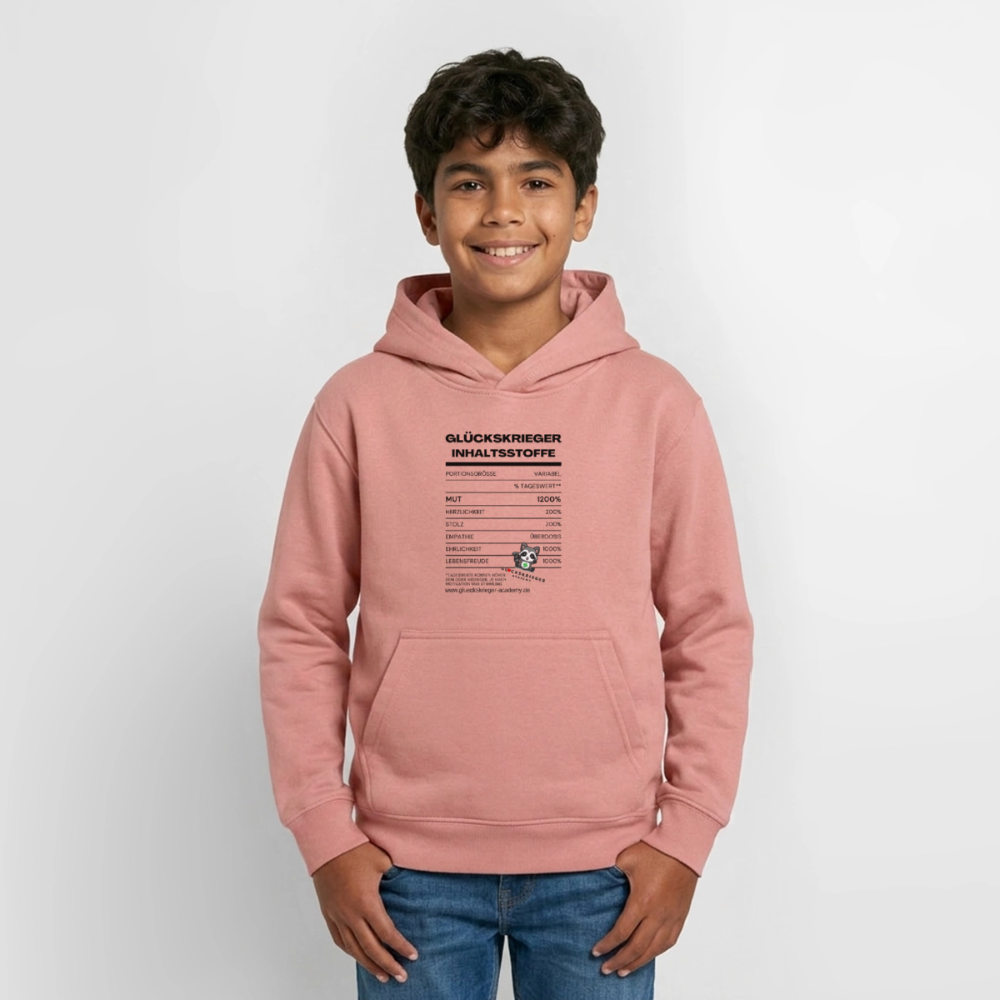 Glückskrieger Hoodie  für Teens– Inhaltsstoffe - dusky rose