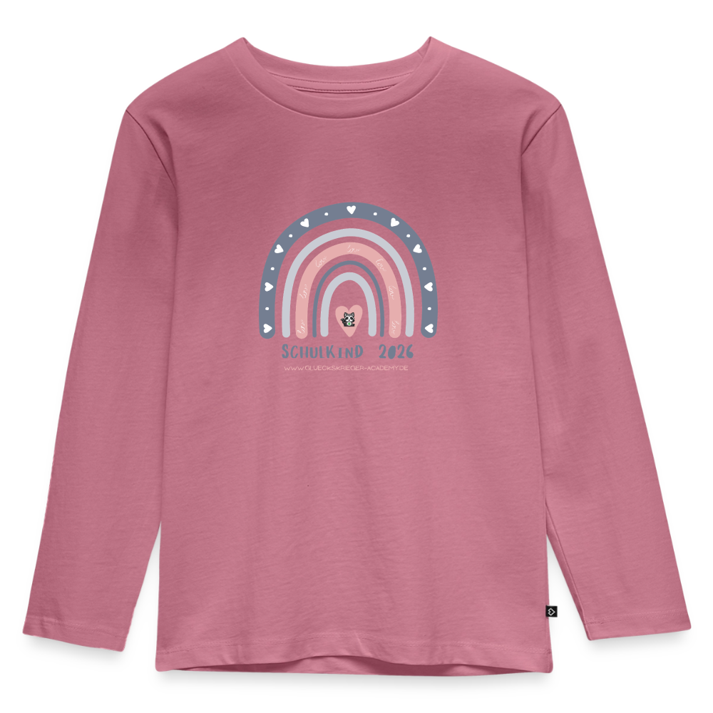 Langarmshirt für kleine Glückskrieger, Schulkind 2026 - mauve