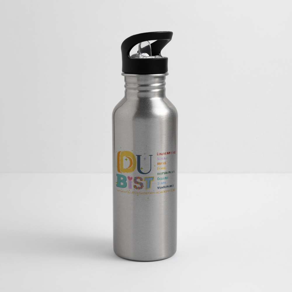 Glückskrieger Trinkflasche – Stark durch den Tag - silver