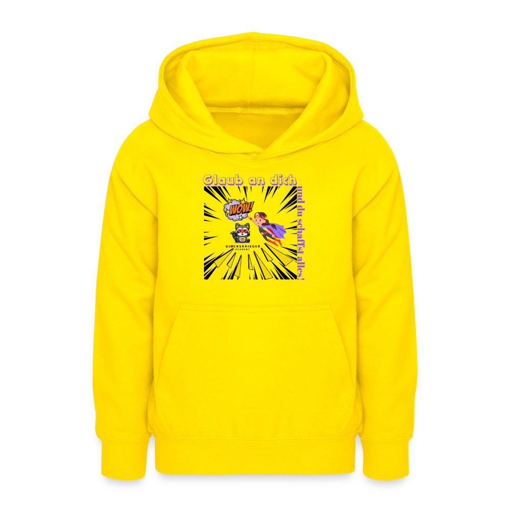 Glückskrieger Hoodie für Teens– Glaub an dich - yellow