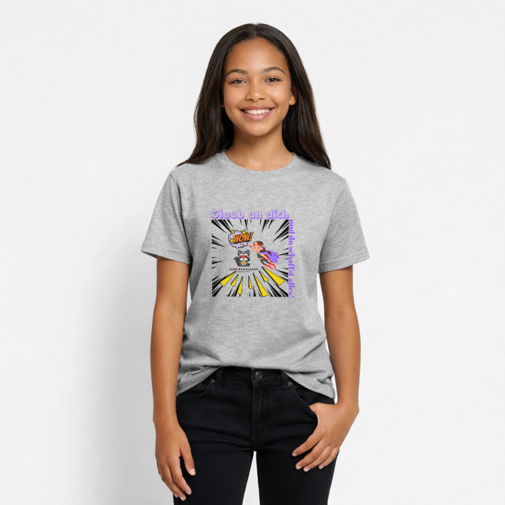 Glückskrieger T-Shirt für Teens– Glaub an dich - heather grey