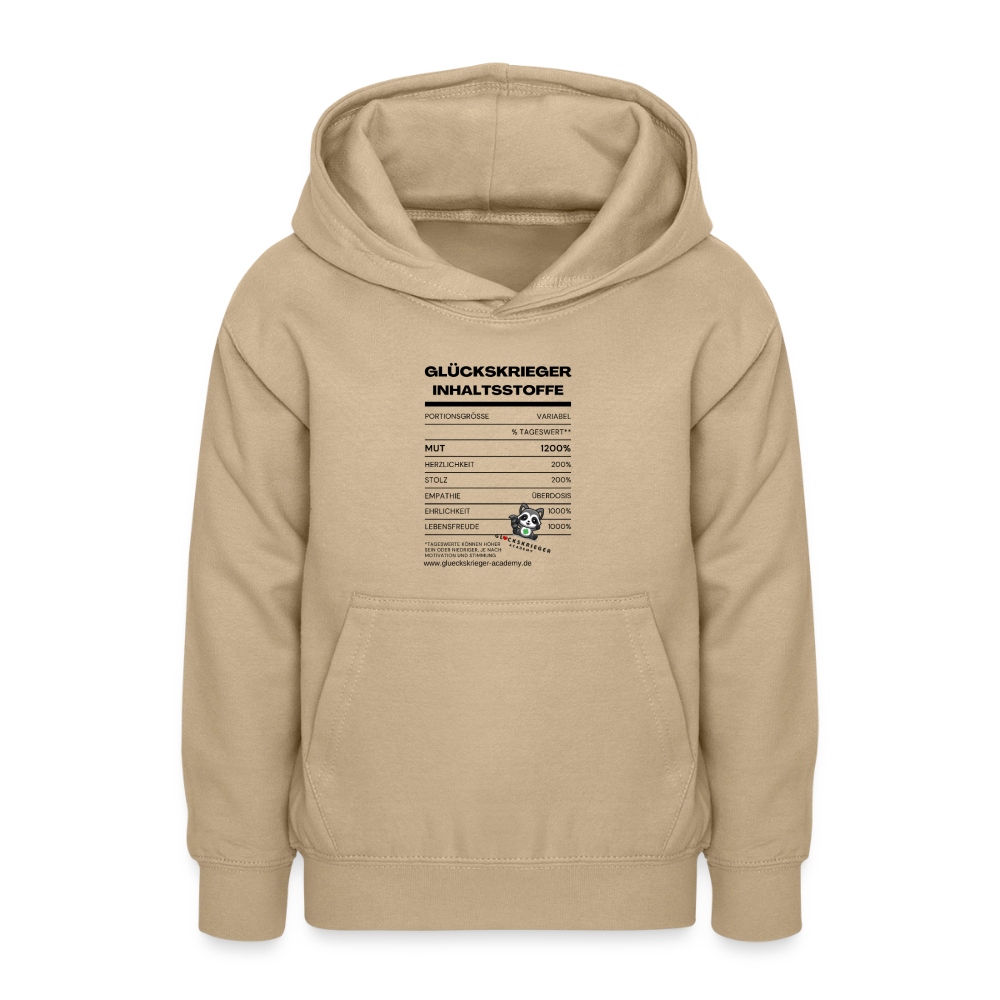 Glückskrieger Hoodie  für Teens– Inhaltsstoffe - sand