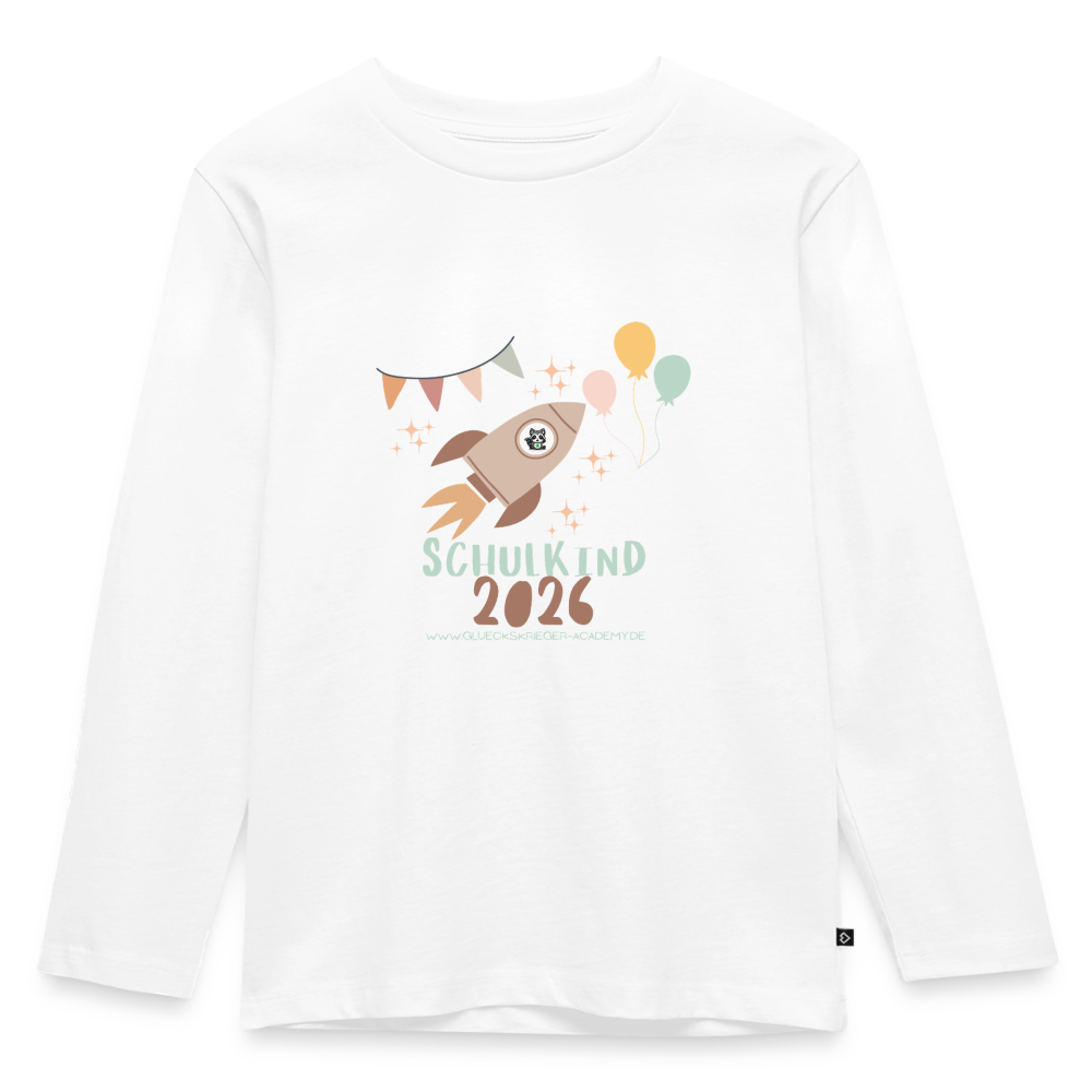 Langarmshirt für kleine Glückskrieger, Schulkind 2026 - white